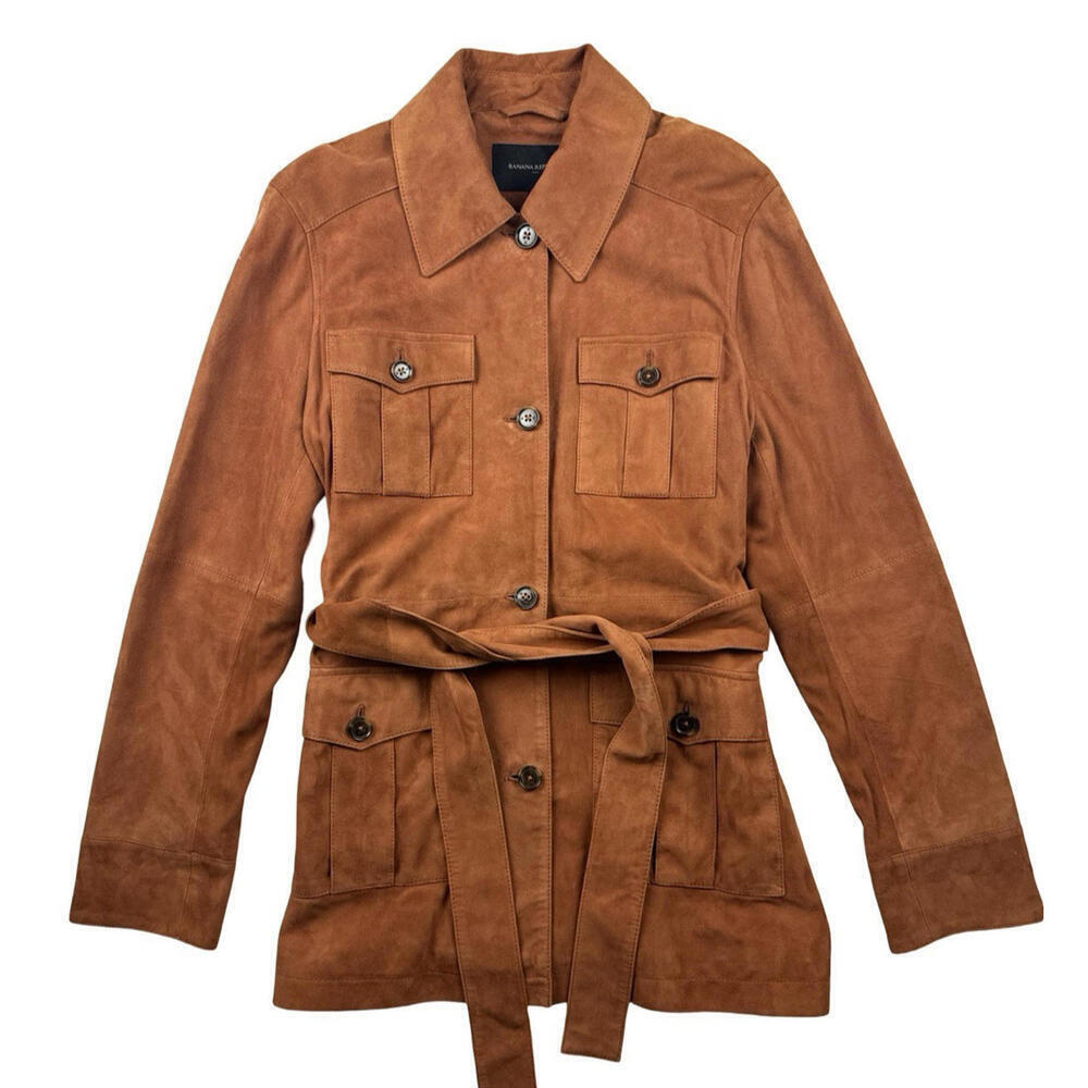 Banana Republic Sedona Leather Suede Belted Jacket Rust Size S